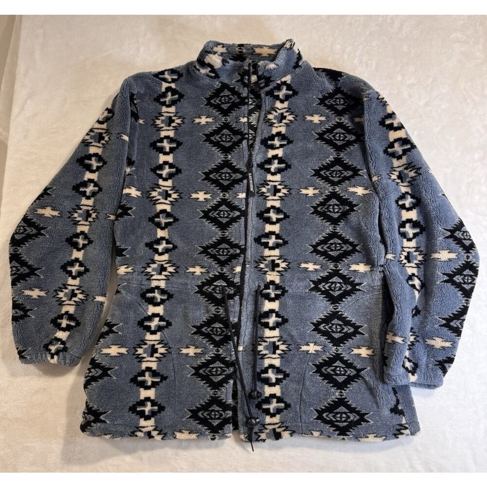 VTG Black Mountain Outdoor Full Zip Fleece Jacket Made In USA EUC SZ M WESTERN